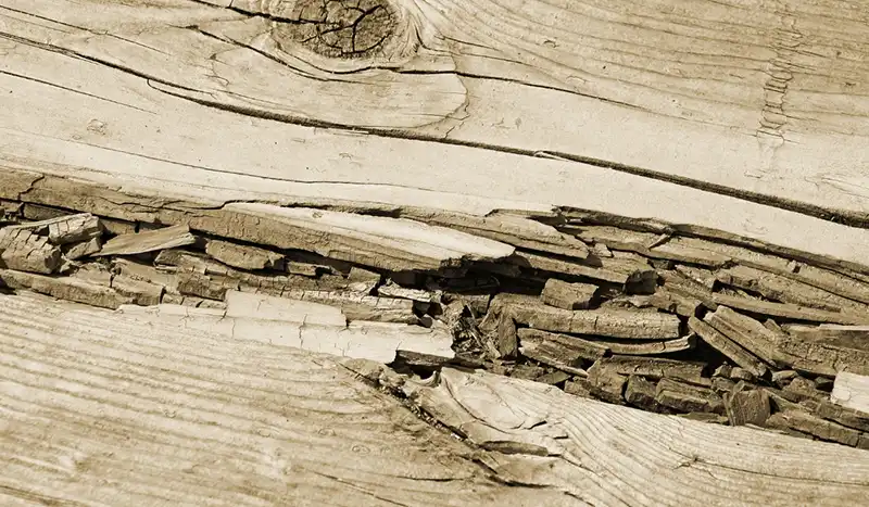 Dry rot damage on wood